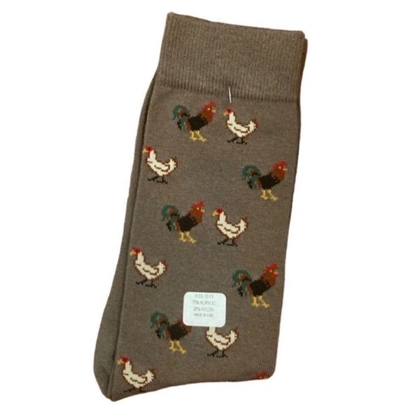 Chicken Socks, Brown, Size L - Picture 1 of 3